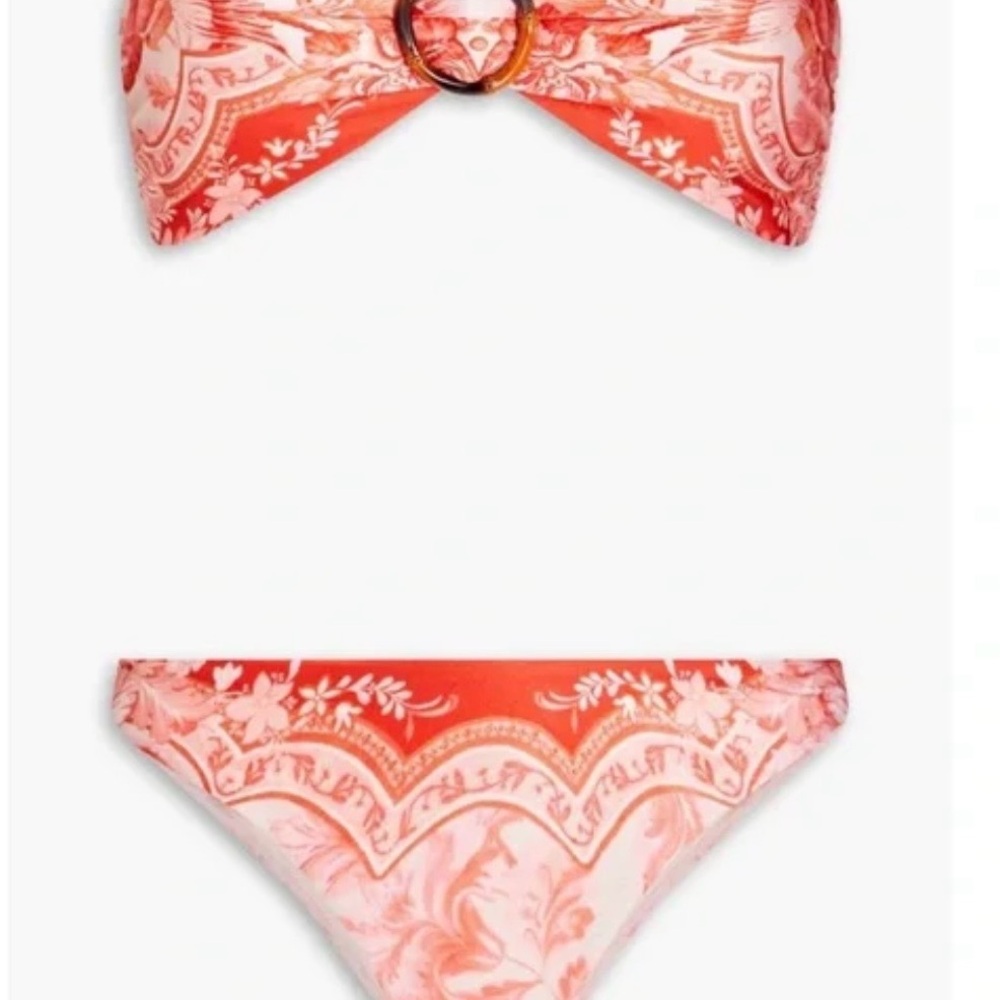 Zimmermann Red and Pink Paisley Bandeau Bikini